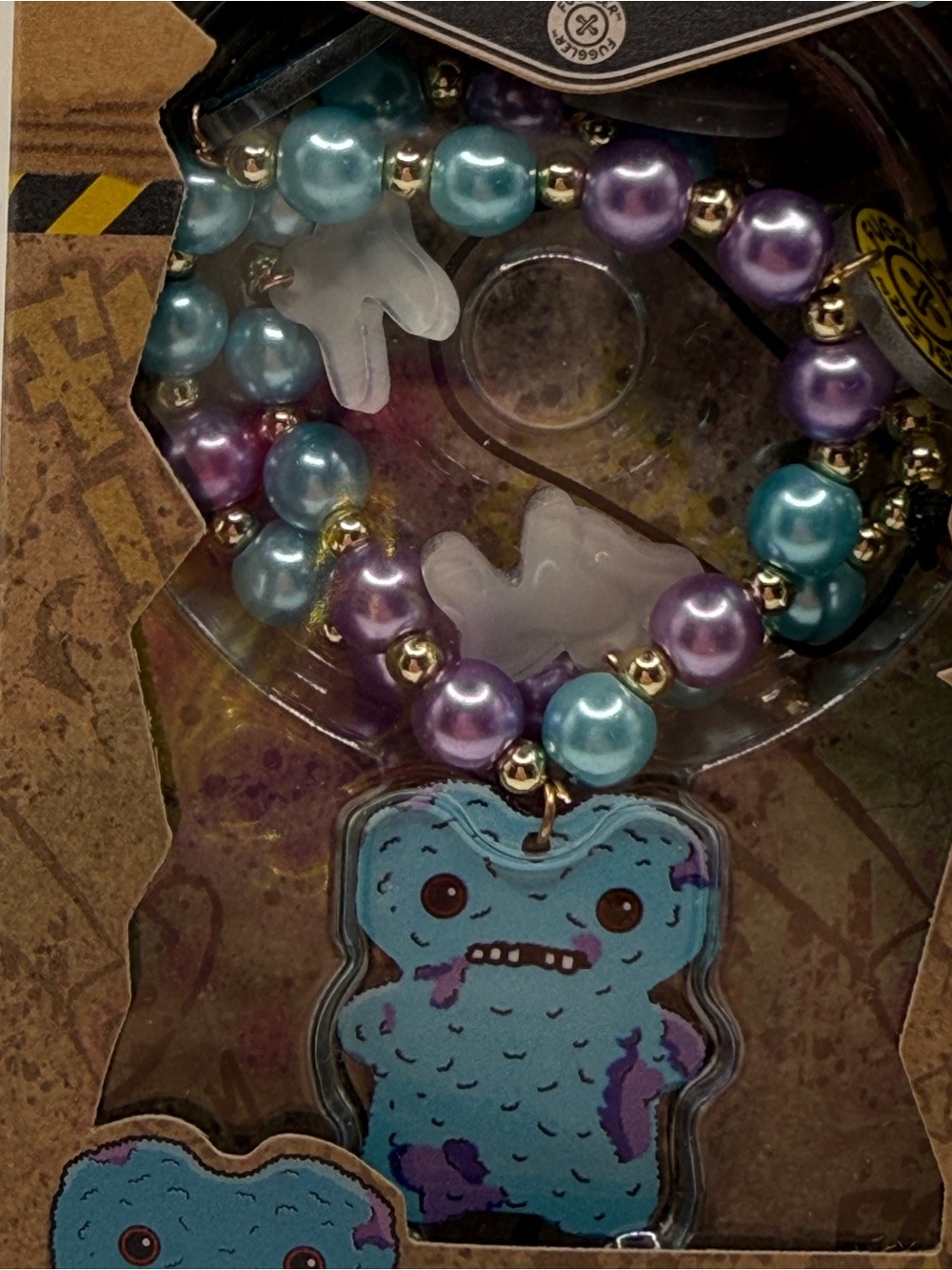 NEW Fuggler Gaptooth McGoo Phone Wristlet - Aqua & Purple Beaded Charm - Picture 3 of 4